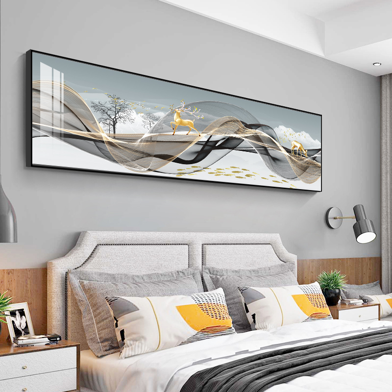 Bedroom bedside decoration painting Modern simple living room background wall hanging painting horizontal version of the hotel creative mural master bedroom oil painting