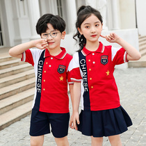 Elementary school uniform kindergarten kindergarten uniform summer suit graduation performance costume childrens sportswear red and white color