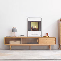 Manufacturer Direct Selling Pure Solid Wood Glass Pushing Ramen TV Cabinet Modern Oak Log Extravagant and tenon Nordic Wind