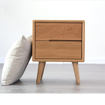 Nordic full solid wood bed head cabinet double pumping oak wood eco-friendly modern minimalist bedroom bedside cabinet tenon and small family type