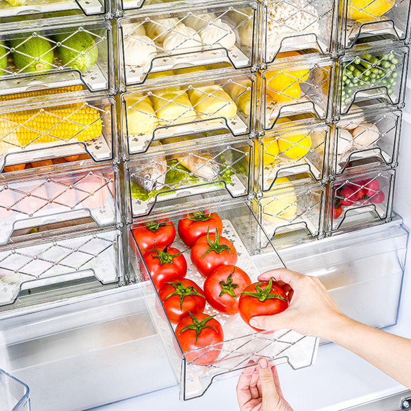 Fresh refrigerator freezer drawer contain box drawer type kitchen food food food tidy artifact egg box