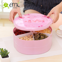Eurostyle Double Layer Creative Home Plastic Candy Dry Fruits Pan sealed with gutted fruit tray with cover fruit basin snacks