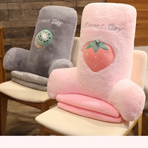 Cartoon waist support cushion Large backrest Office bedside pillow Bed removable and washable pillow quilt blanket dual-use
