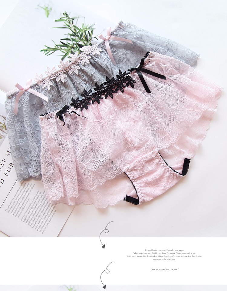 Fairy ren nhỏ boxer đồ lót phụ nữ hoa ngọt ngào rỗng nhỏ gợi cảm túi căng hông lớn kích thước thấp eo quần chip giấy