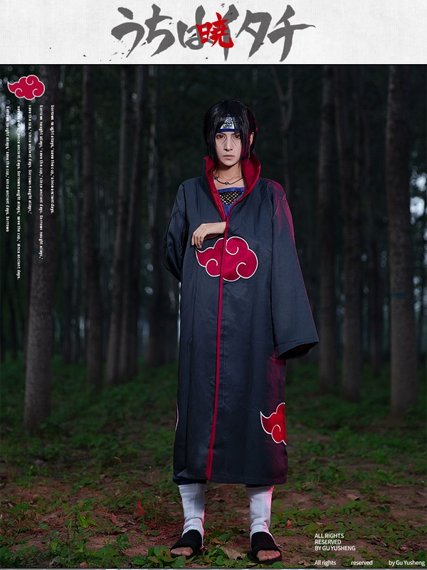 Naruto chính hãng tổ chức Akatsuki quần áo Sasuke Itachi cos ngoại vi mây đỏ áo dây áo gió áo khoác áo choàng trang phục C