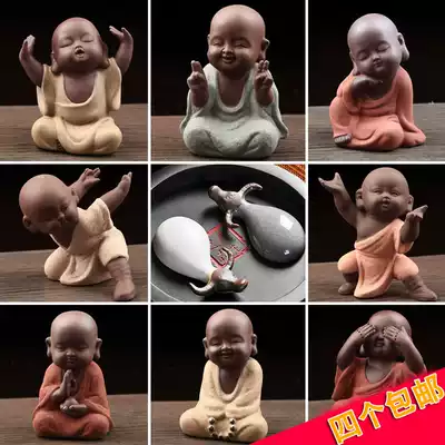 Cute Buddha tea pet little monk color sand pottery tea pet boutique purple sand tea tea set accessories handmade ornaments