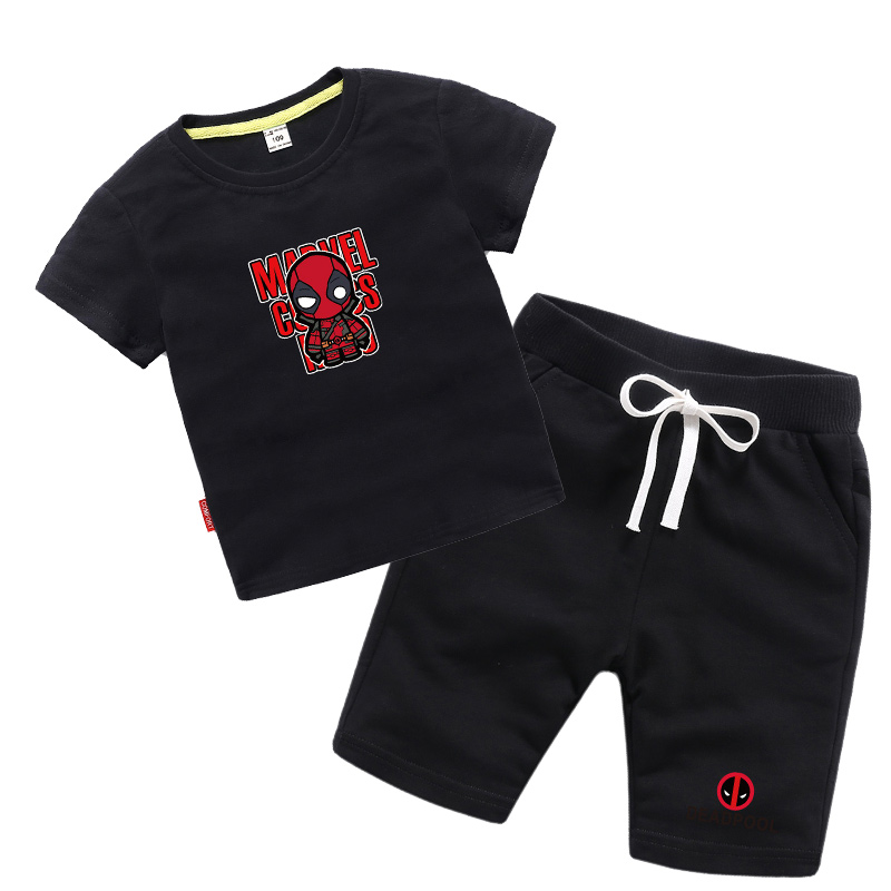 Boys Summer Suit 2020 Summer Children's Handsome Western-style Cotton Boys Children's Clothing Middle Child Deadpool T-Shirt Suit