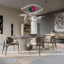 Turri light luxury marble dining table and chairs walnut stainless steel sideboard wine cabinet restaurant complete set of customized furniture