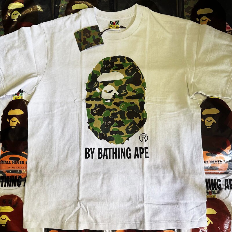 Bape Unisex Couple Matching Camouflage Letter Graphic Short Sleeve T-Shirt Bape Unisex Couple Matching Camouflage Letter Graphic Short Sleeve T-Shirt
