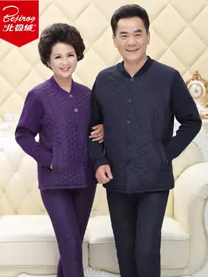 Middle-aged and elderly hot clothes men plus velvet padded suit women cardigan old man father warm clothes Winter