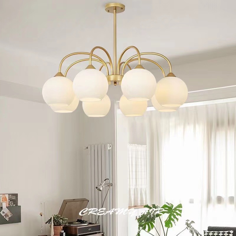 フレンチクリームスタイル北欧リビングルームシャンデリアモダンシンプルな家庭的な雰囲気ライト高級マジックビーンレストラン寝室ランプ