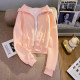 Spring new hooded sweatshirt jacket short zipper women's thin breast fufu loose university style little cardigan