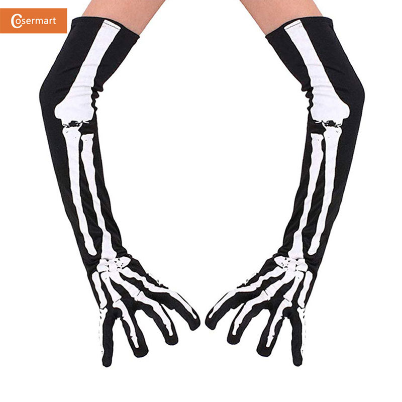 Skeleton Bone Long Gloves for Cycling, Dustproof, Halloween, Dance Party, Prank Performance, Cosplay Props Skeleton Bone Long Gloves for Cycling, Dustproof, Halloween, Dance Party, Prank Performance, Cosplay Props