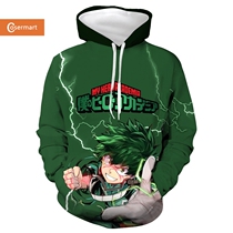 My Hero Academy Sweater Green Valley Out Long Zipper Cardigan Jacket Anime cosplay Two-dimensional 3D Print