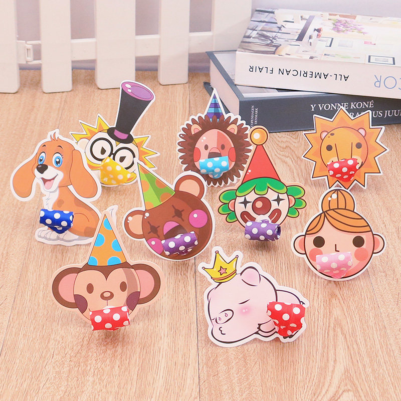 Children's birthday creative smiley face blowing dragon whistle Toy whistle Birthday party decoration boys and girls birthday blow blow roll