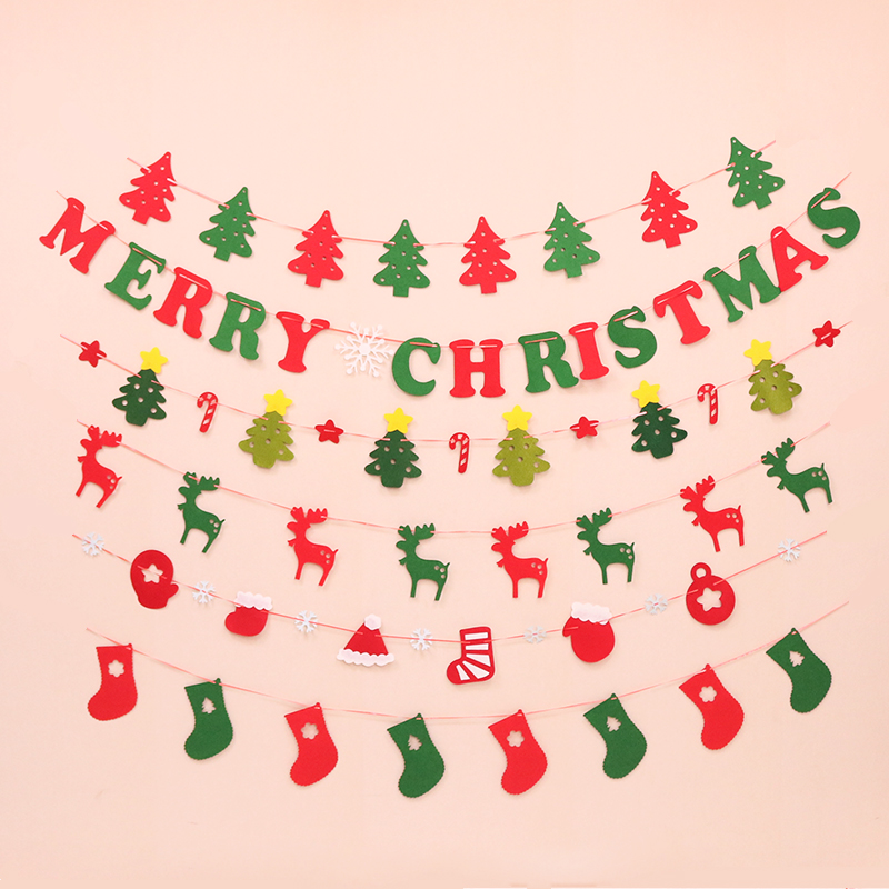Christmas Unwoven Bla Flag Christmas Letter Color Flag Hanging Ornaments Christmas Flag Ornaments