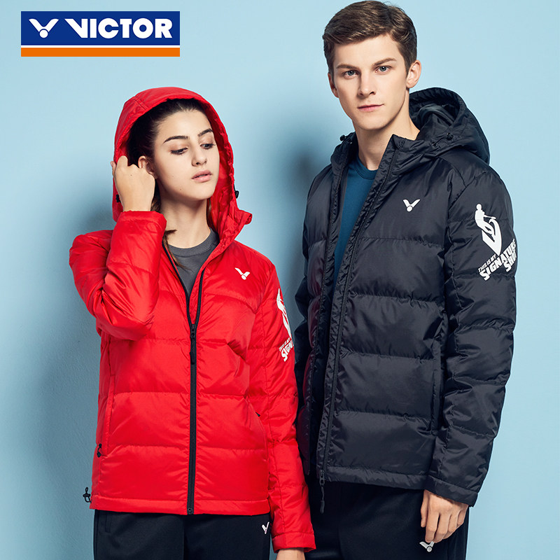 victor Victor down jacket men's and women's models Victor thickened warm hooded short section J95701