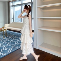 MAJE KARA 2021 summer super fairy French dress small fresh sweet temperament waist long wide cake skirt