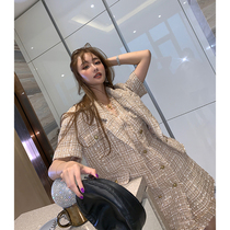 LIN CHAO ZHANG SOCIALITE TEMPERAMENT V-neck double-breasted SLEEVELESS WAIST dress XIAOXIANG VEST JACKET