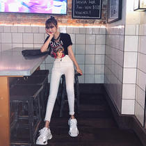 LIN CHAO ZHANG PANTS KING returns to buttocks STANDARD with tight waist slightly upturned high-waisted jeans