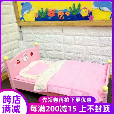 Wooden doll bed dress up house wine Baby children's toy girl kindergarten corner material simulation home furniture gift