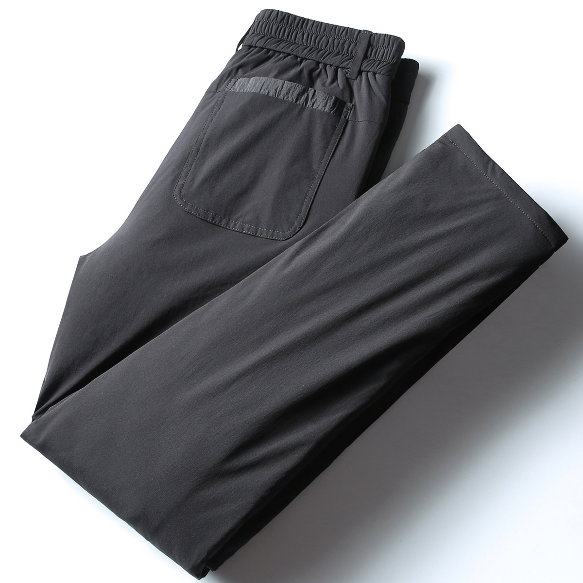 Men's Autumn and Winter Pants New Warm Casual Down Pants Outerwear Black Slim Elastic Waist Padded Cotton Pants