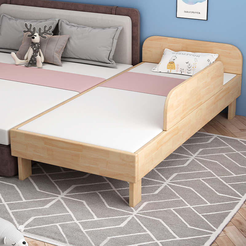 Solid Wood Children's Bed With Guardrails Large Bed Baby Boy Girl Princess Kid Single Bed Widening Bed Splicing Bedside