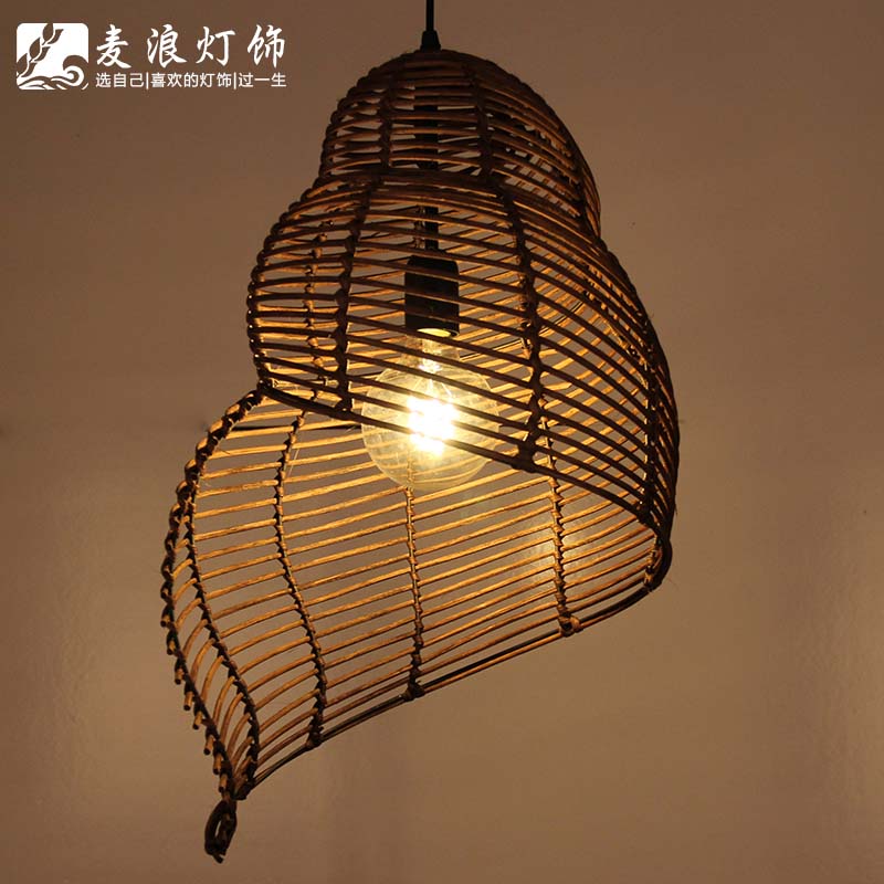Rattan snail chandelier creative restaurant personality retro tea room lamp homestay lamp bamboo weaving Southeast Asian handmade bar lamp