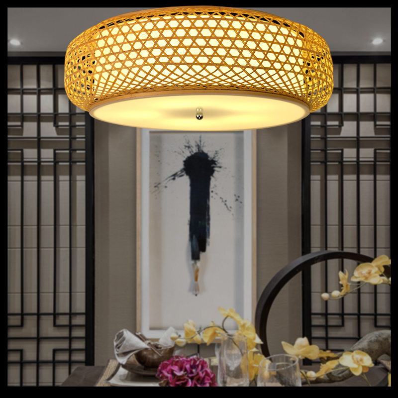 Japanese-style ceiling lamp tatami round modern Chinese-style bamboo living room lamp master bedroom lamp warm romantic simple