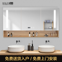 Solid wood intelligent mirror cabinet hanging wall-style bathroom mirror cabinet separate with shelve toilet mirror containing integrated cabinet