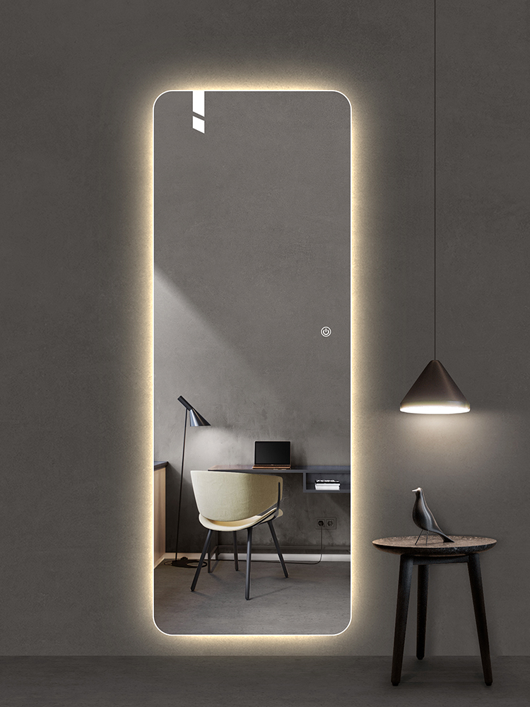 BOLEN Frameless smart full-length mirror led full-length mirror wall-mounted full-length mirror Household makeup Full-length mirror ins wind