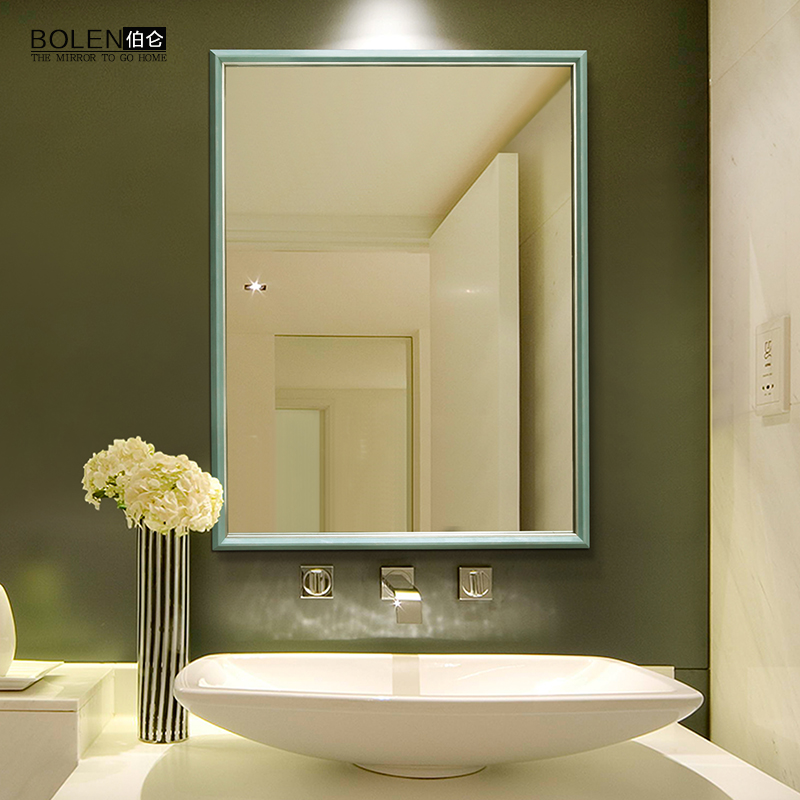 BOLEN Mediterranean bathroom mirror Powder room mirror Toilet mirror Wood bathroom mirror Wash table mirror