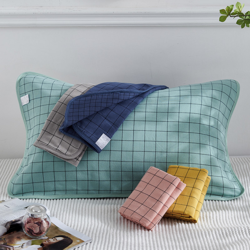 Japanese style simple six-layer gauze pillowcase 100% cotton pair of pillowcases 100% cotton premium handkerchief home towel plaid