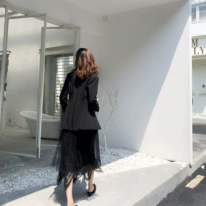 Li Dami màu đen giản dị blazer nữ mùa xuân và mùa thu thu Hàn Quốc phiên bản áo sơ mi màu xám tự luyện
