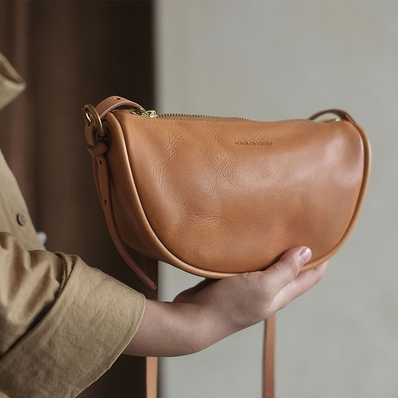 KONGLONGMOGU full leather handmade vegetable tanned cowhide trendy brand crossbody all-match mini bag ladies saddle bag