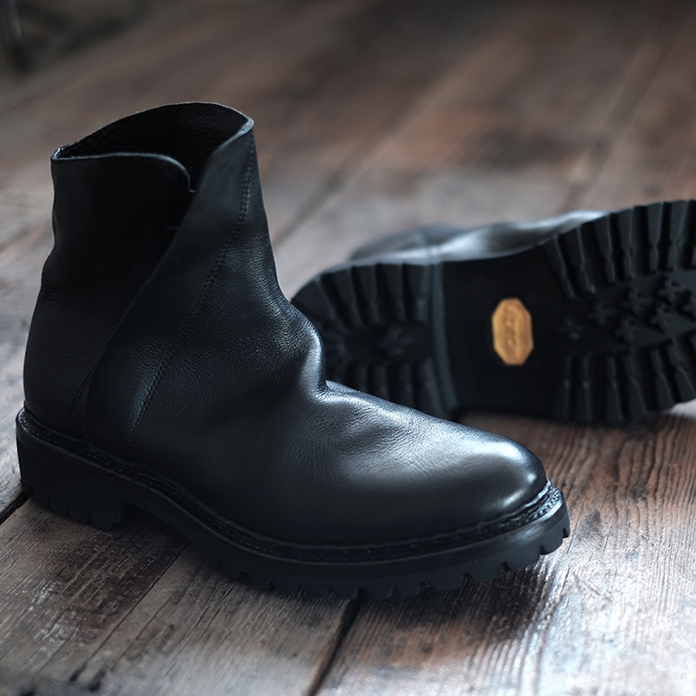 KONGLONGMOGU GUFE hand-sewing shoes men and women side zipper high-help shoes v soles retro boots