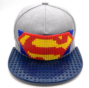 Small particle building block hat building block pixel puzzle hat girl boy tide sun hat trend Korean hat hip-hop style
