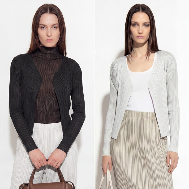 Chao Is Practical~ High-End Issey Miyake Pleated Cardigan Sun Protection Top Shawl Lapel Short Coat Long Sleeve for Women