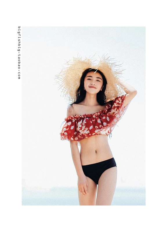 Áo tắm câu cá lớn gợi cảm ngọt ngào từ vai bikinii ngực nhỏ chia áo tắm bikini ba mảnh nữ