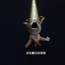 Retro sculpture copper pipe metal feng shui pure copper specialized in pipe pipe Town Bao A - tube small short - suck collection