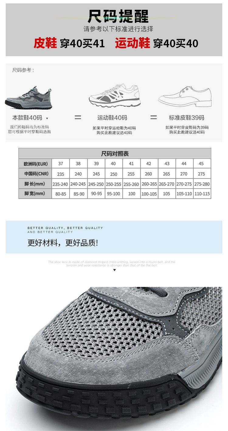 Labor protection shoes for men, men's steel toe caps, anti-smash, anti-puncture, lightweight, summer, breathable, deodorant, construction site work belt, steel plate