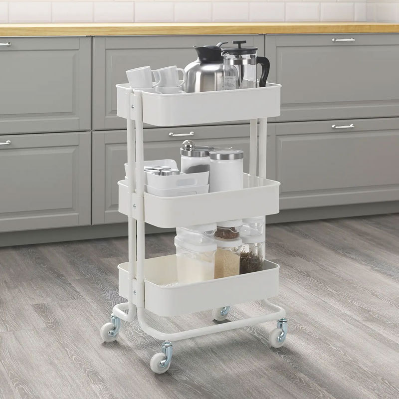 Ikea Lask Trolley Kitchen Cart Storage Rack Hairdressing Cart Equipment Storage Rack Floor-Standing Mobile