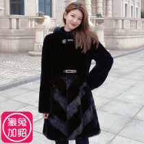 Whole leather Rex rabbit plus mink fur grass plush mink coat 2021 Winter new long sleeve coat women