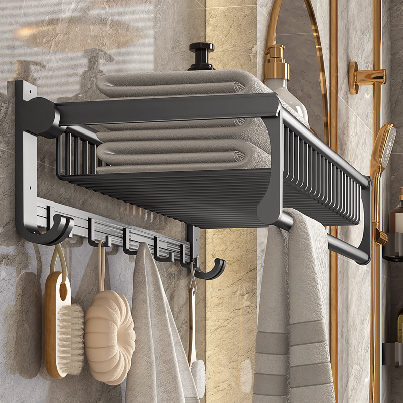 Toilet towel rack-free toilet bathroom with toilet shelf toilet with toilet bar folded towel frame gray collection wall hanging