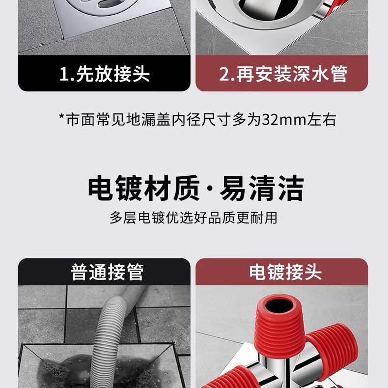 Трапных аксессуары 排水管地漏接头专用防臭溢水三通用一拖二 Home rhyme