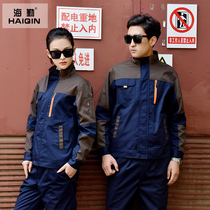 Spring and Autumn Overalls Set Mens Long Sleeve Top Auto Repair Labor Protective Clothing Welder Wear-resistant tooling Factory Workshop Customization