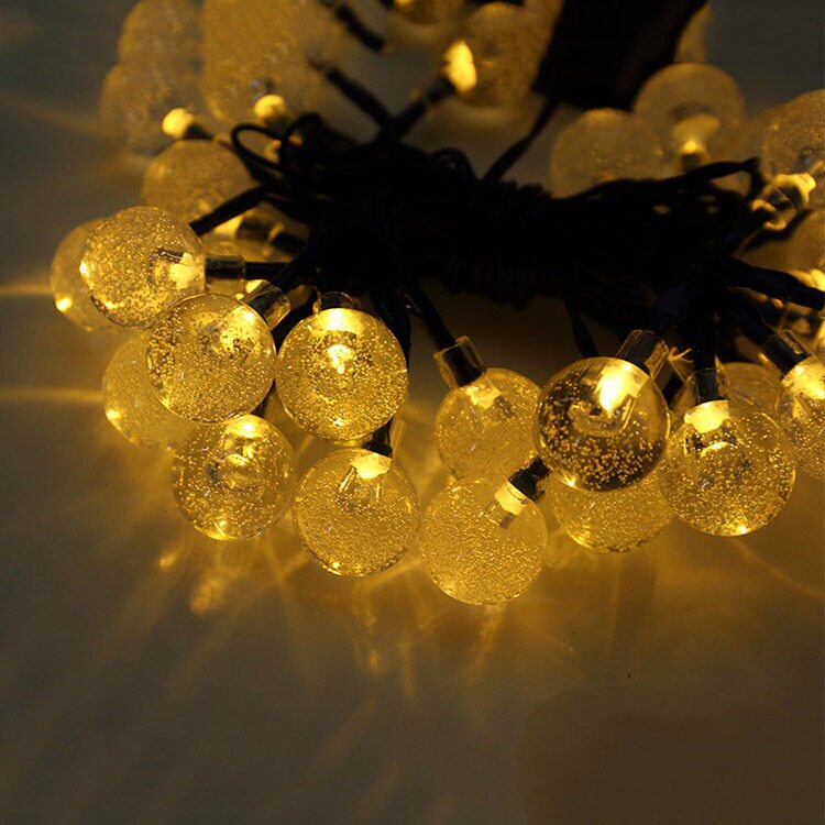 LED solar lamp string OUTDOOR WATERPROOF TREE DECORATION HOME WITH WATER CRYSTAL BALL COLOR LIGHTS CHRISTMAS WEB RED STAR LAMP