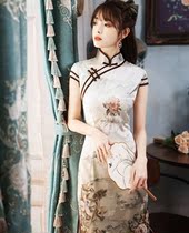 Cheongsam 2021 new young girl Chinese style mid-length modified version of the dress temperament summer simulation silk
