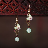 *Yanyu Jiangnan original jewelry earrings ethnic style Chinese style antique earrings hanging retro earrings high-end ear clips