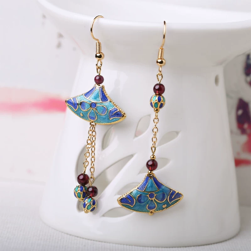 Retro ethnic asymmetrical earrings, accessory, ethnic style